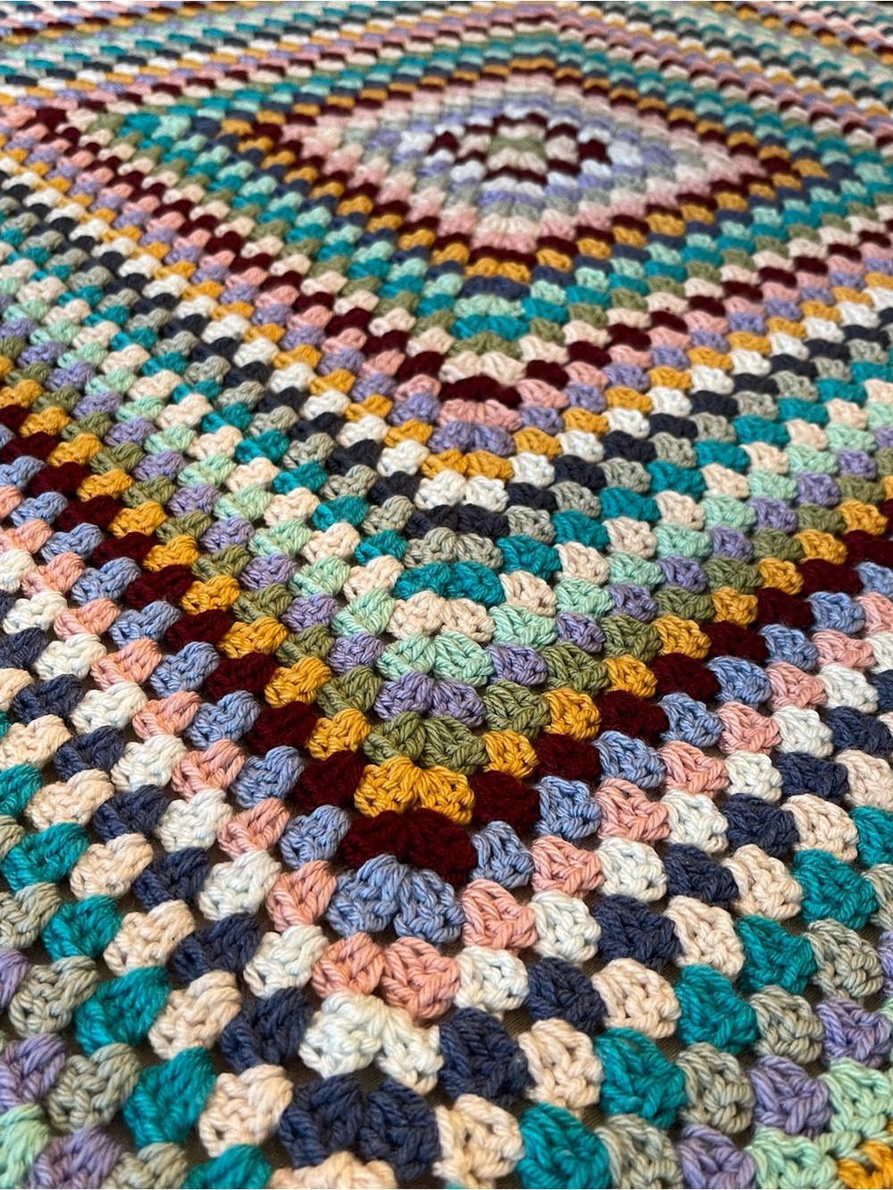 Crochet Modern Granny Square Afghan 45”x45” Home Decor, Couch Throw, Wheelchair